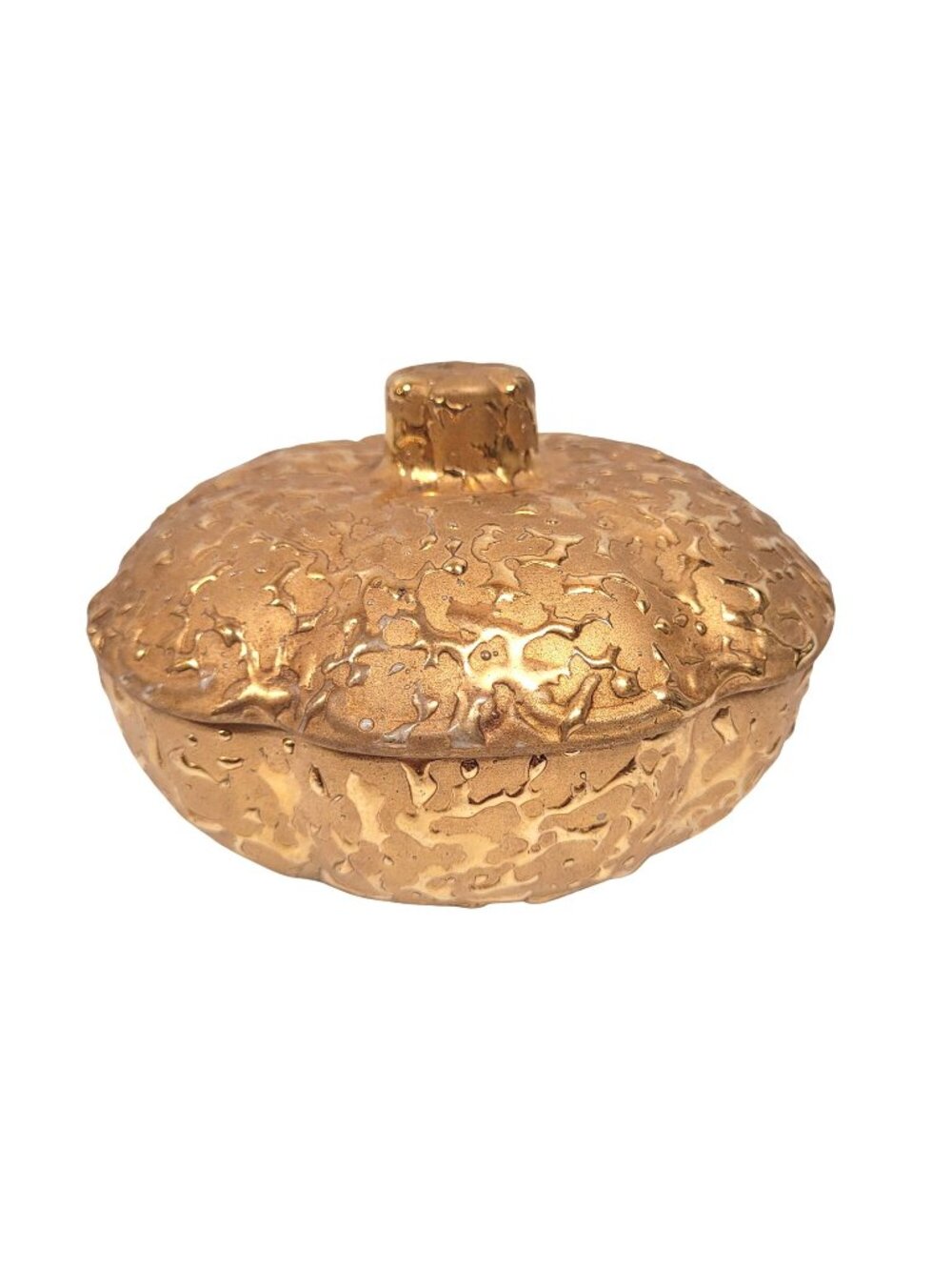 Vintage 22K Weeping Bright 6'' Candy Dish W Scalloped Edge and Lid USA